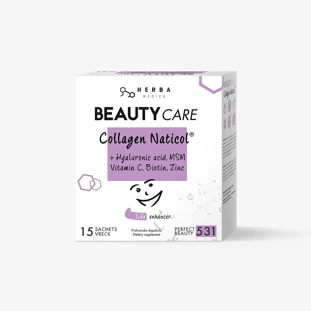 BEAUTYCARE kolagen Naticol® | hialuronska kislina, MSM, biotin, cink, vitamin C NAPITEK, 15 vrečk